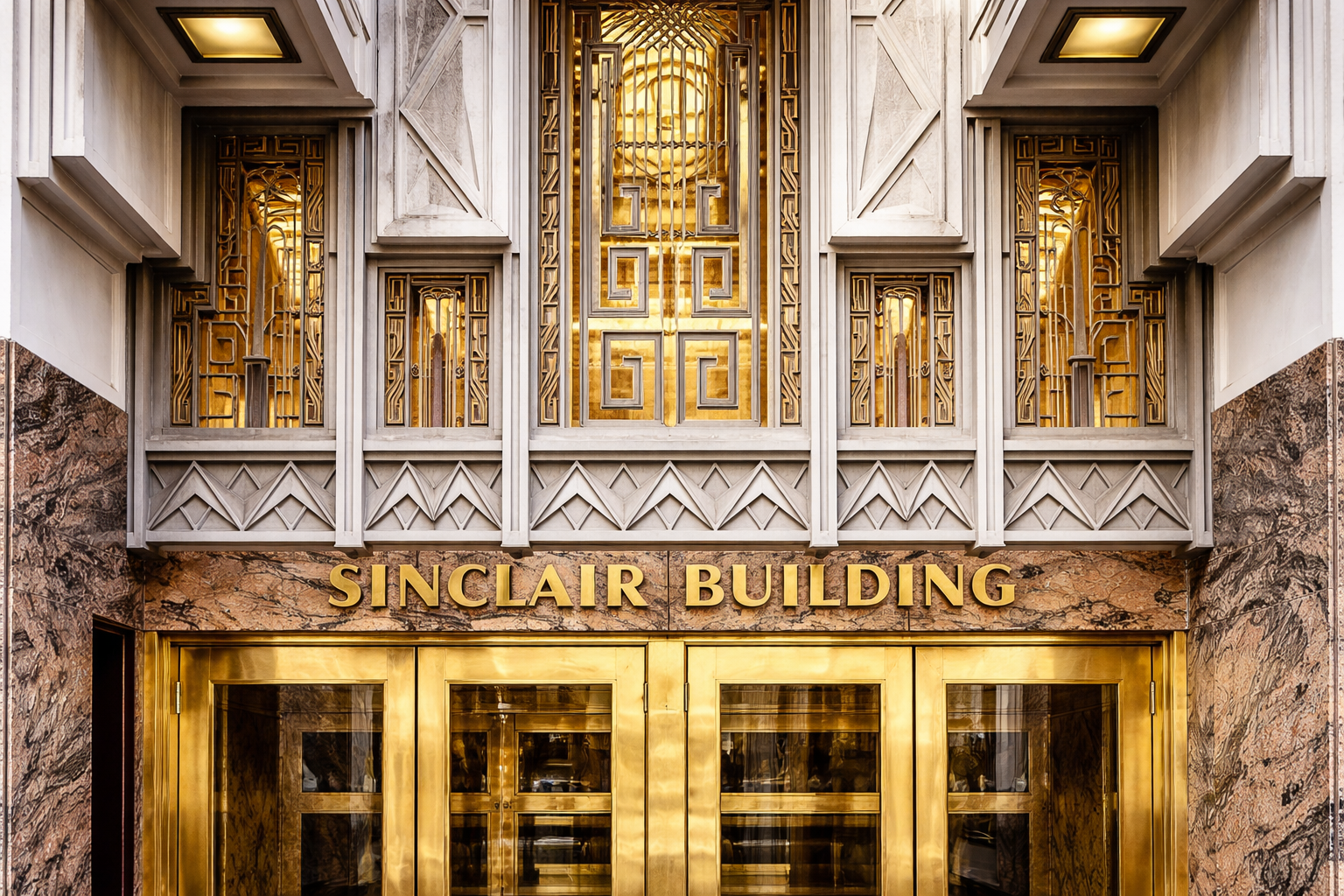 Strong lines and linear details on an Art Deco building entrance
