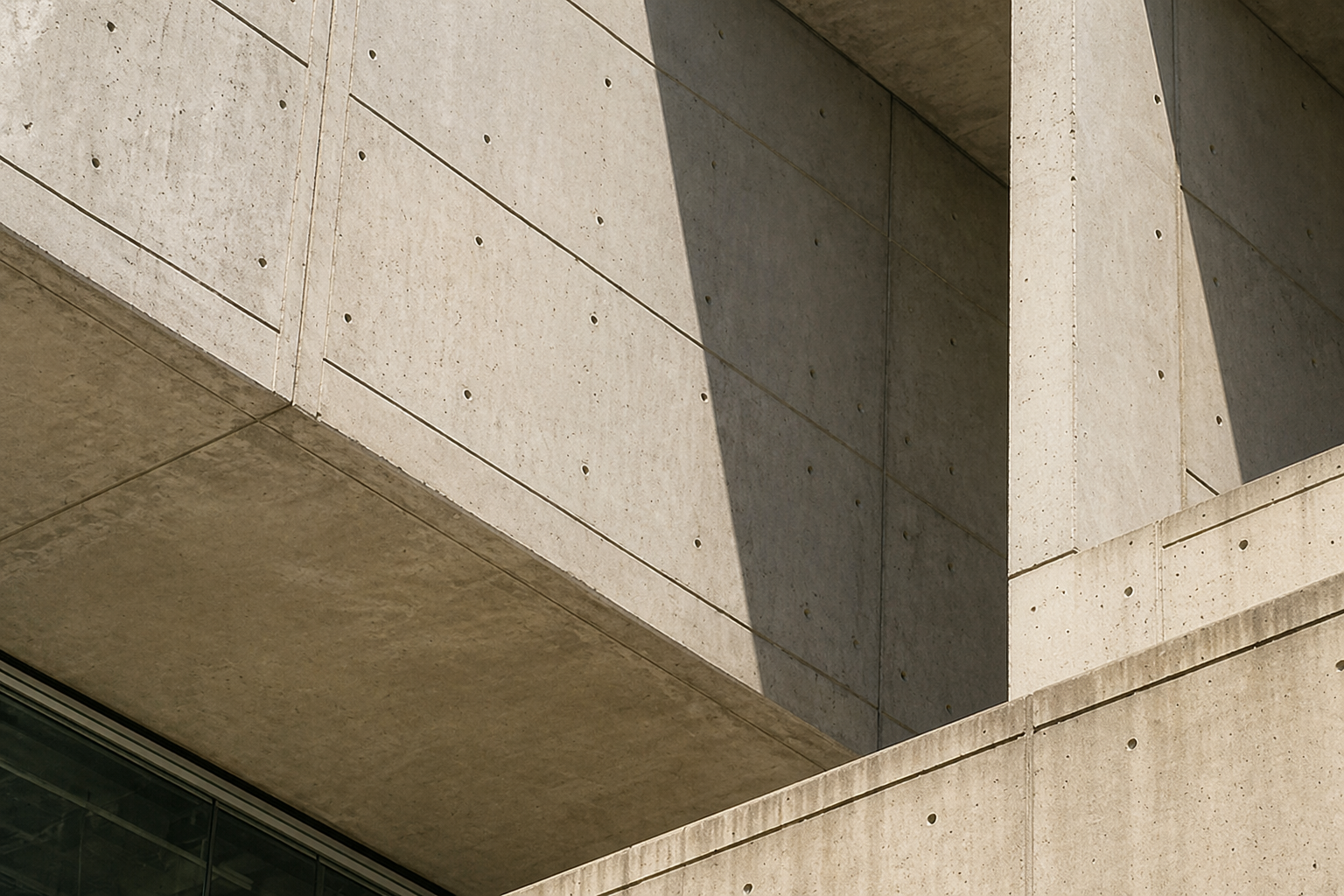 Close up on the raw concrete of a Brutalist structure