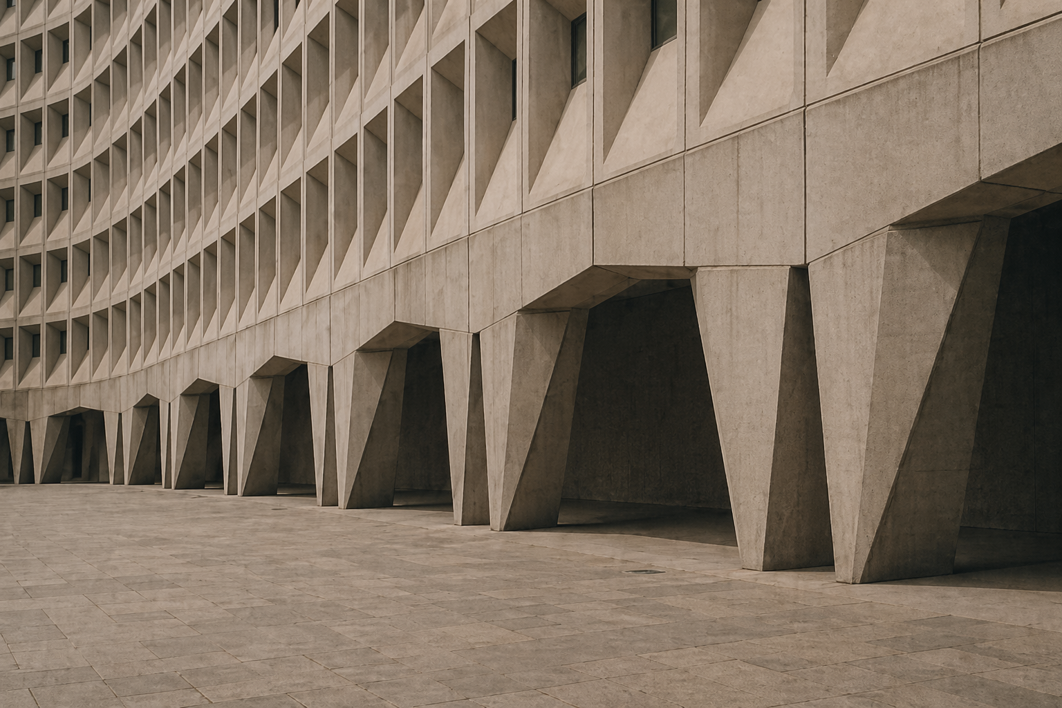 Angular shapes at the bottom of the Robert C. Weaver Federal Building in Washington D.C