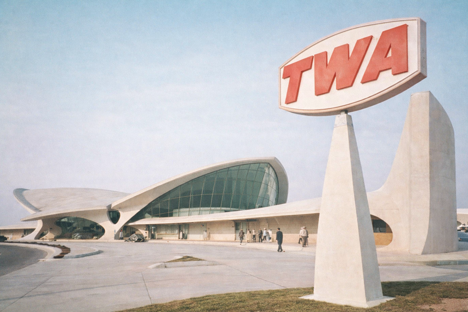 A retro shot of an old airline terminal