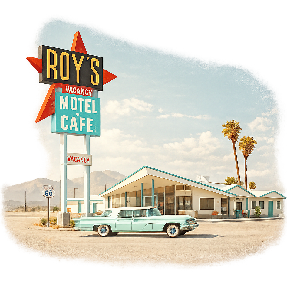 Illustration of a Googie building