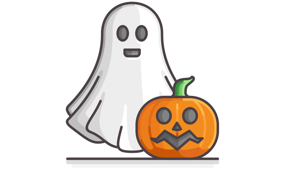 Floating ghost and jack-o'-lantern icon