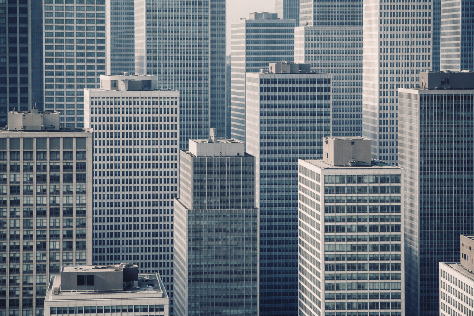 Monotonous uniformity A cluster of nearly identical International Style buildings