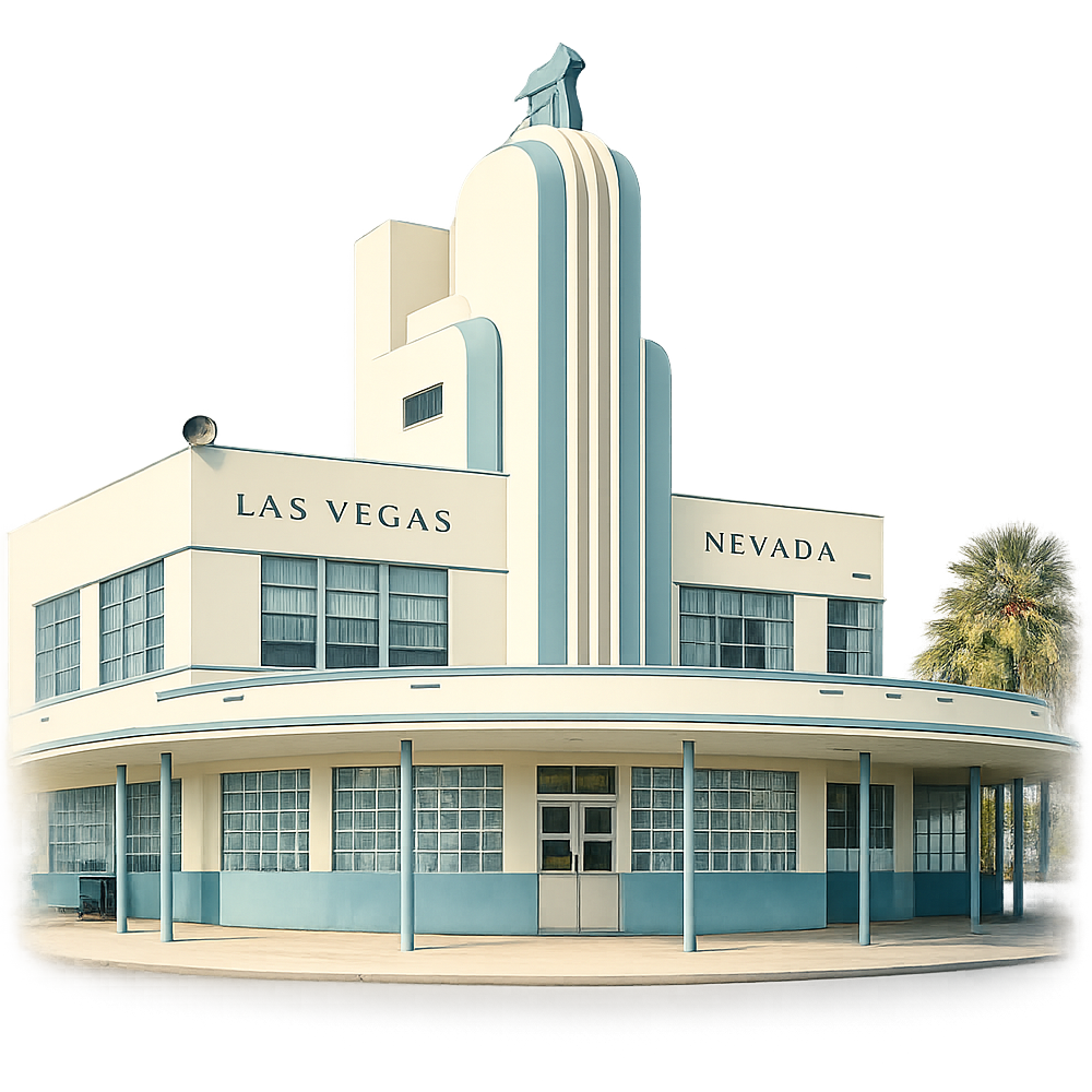 Streamline Moderne Square Illustration of a Streamline Moderne building