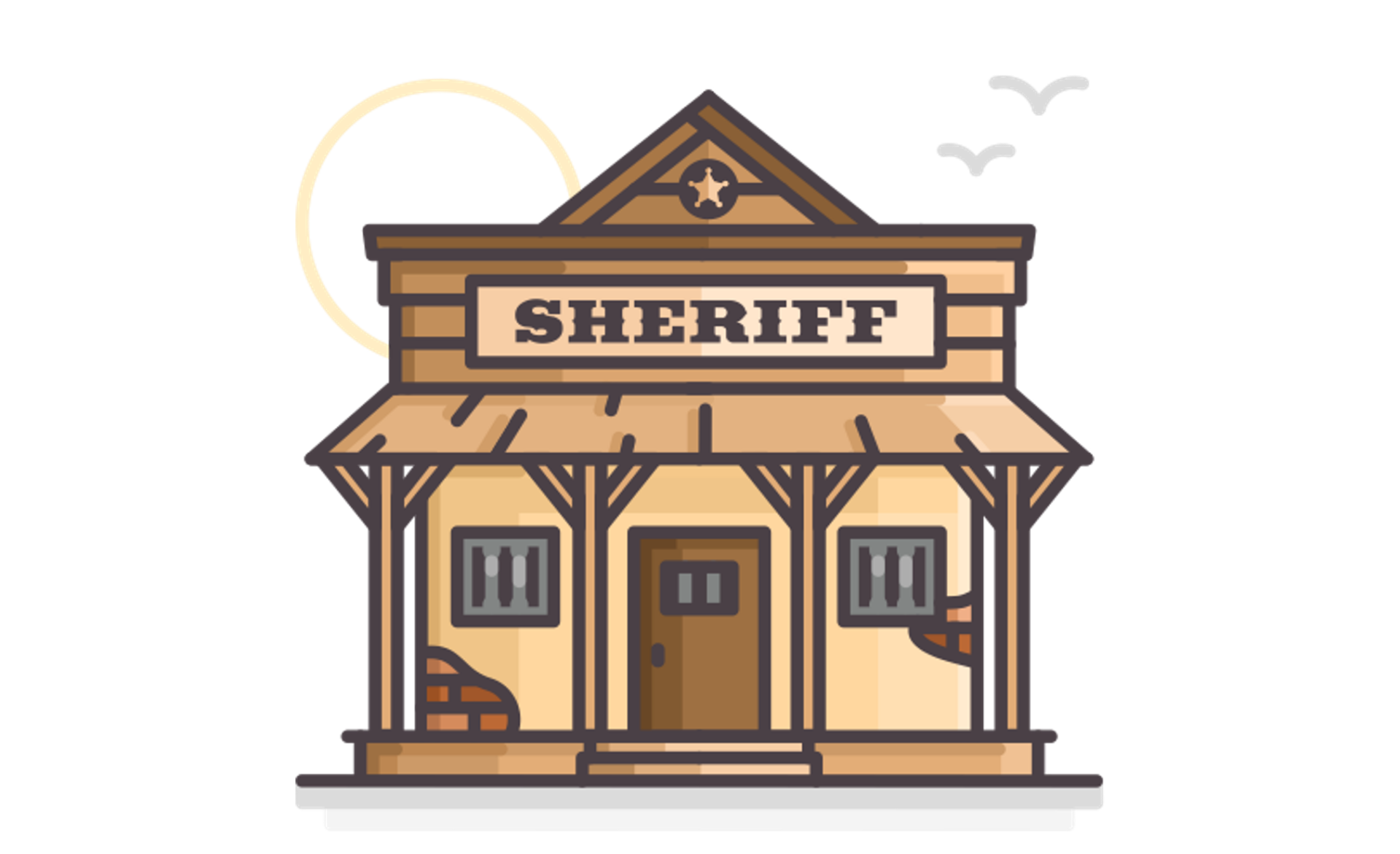 Icon of a sheriff's building from the Wild West era