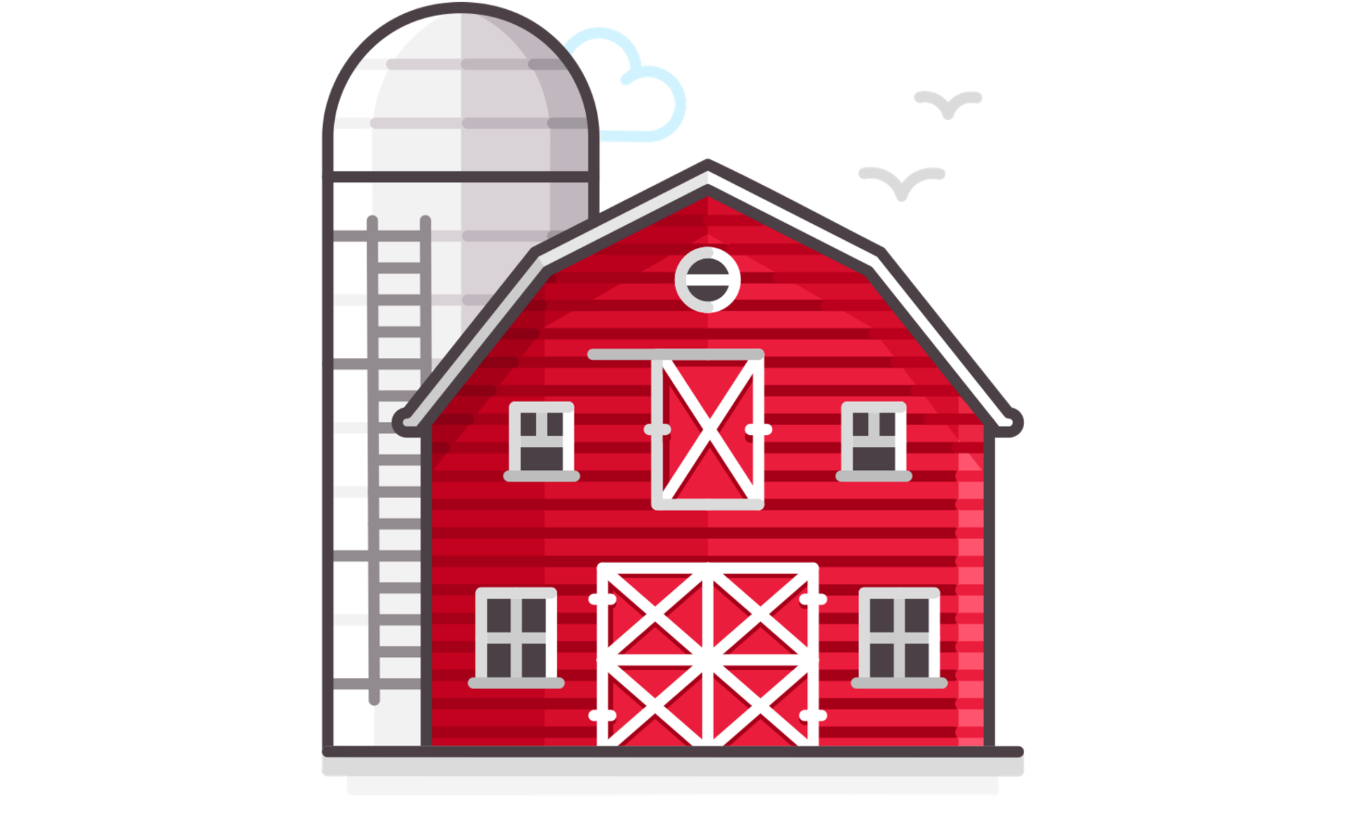 Icon of a farm barn and silo