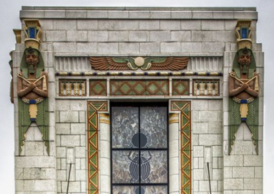 Egyptian entrance to an Art Deco building