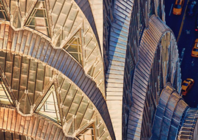 Zoomed in view of the top of the Chrysler Building in NYC