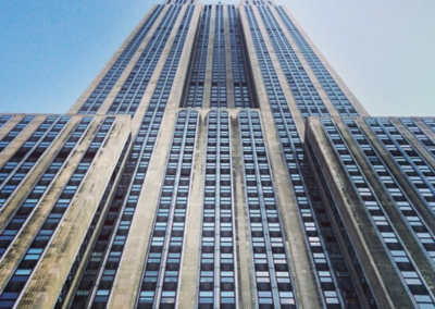 Upward view of the Empire State Building