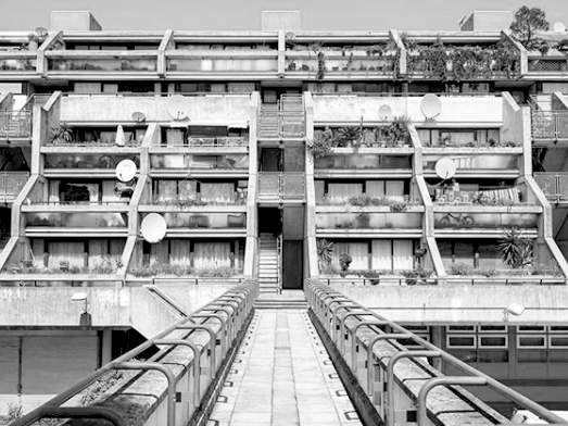 Decaying London Brutalist housing complex