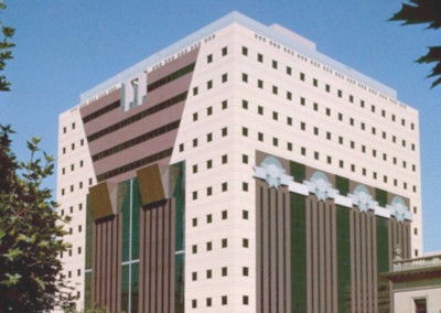 Postmodern building with classical details