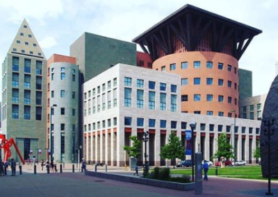 Geometrically-shaped postmodern buildings