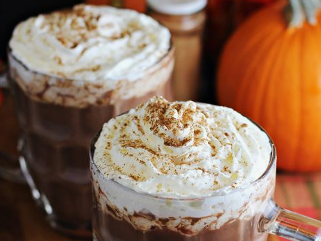 Pumpkin spice drinks with whipped cream