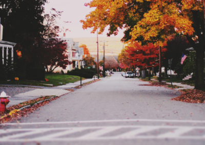 Suburban street in the fall