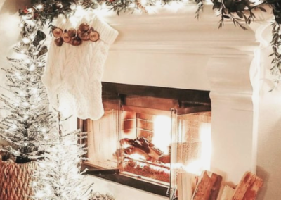 Fireplace with decorated mantlepiece